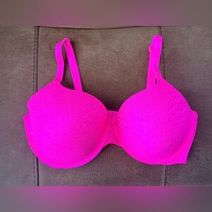 Victoria's Secret Neon Pink Lace T-Shirt Bra